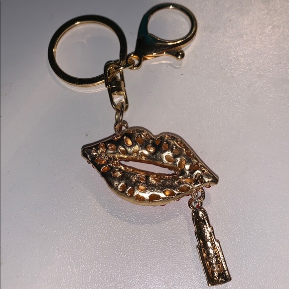 Crystal Lips and lipstick purse/bag charm keychain - Picture 4 of 5